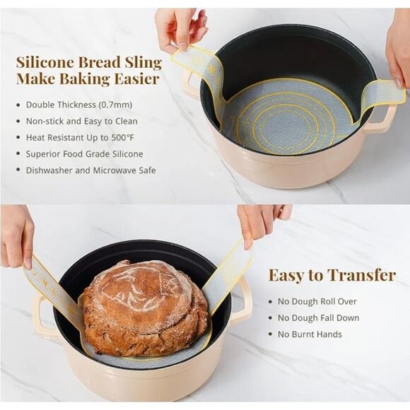 Sourdough Bread Proofing Basket Set, Sourdough Starter Kit, 9" round & 10" Oval - Picture 4 of 7